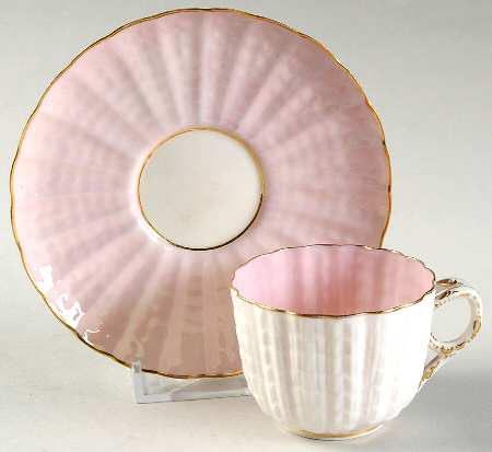 Tridacna Pink (Gold Trim) Flat Demitasse Cup & Saucer Set