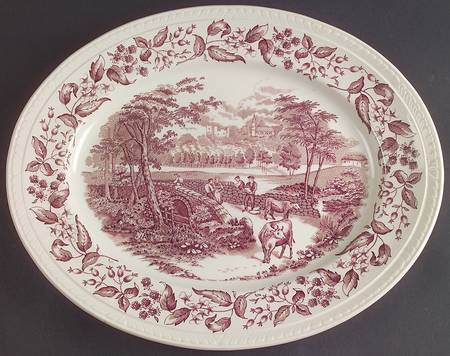 Old English Country Crafts Pink 13" Oval Serving Platter