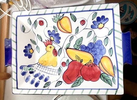 Rooster & Fruit Handled Tray