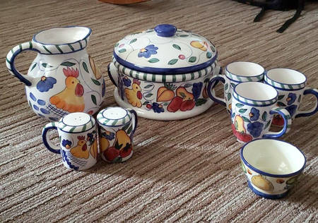 Rooster & Fruit Handled Salt & Pepper Set