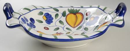 Rooster & Fruit Large Handled Fruit Bowl