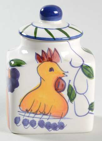 Rooster & Fruit Spice Jar Set Individual Jar & Lid