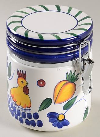 Rooster & Fruit Medium Canister & Lid