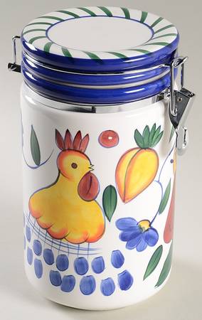Rooster & Fruit Large Canister & Lid