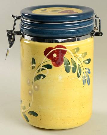Blue Floral Collection Large Canister & Lid