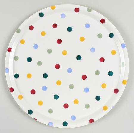 Polka Dot Round Wood Tray