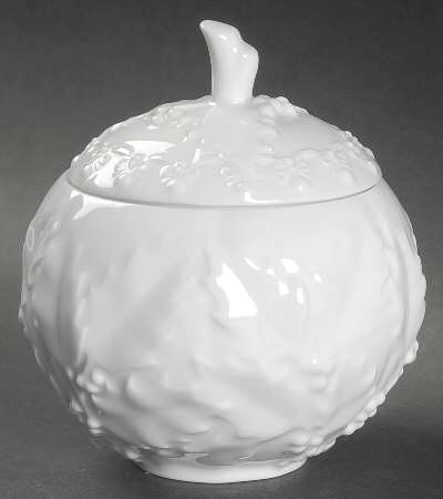 White Winter Sugar Bowl & Lid