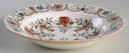 Lahore Brown (Tan Flowers) Rim Soup Bowl