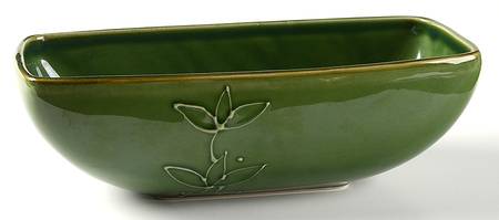 Retro Embossed Green (Retro Collection) 10" Oval Vegetable Bowl