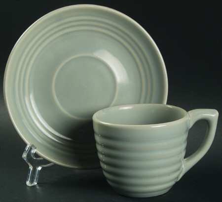 Ring Light Green (New, Circa 2000) Flat Cup & Saucer Set