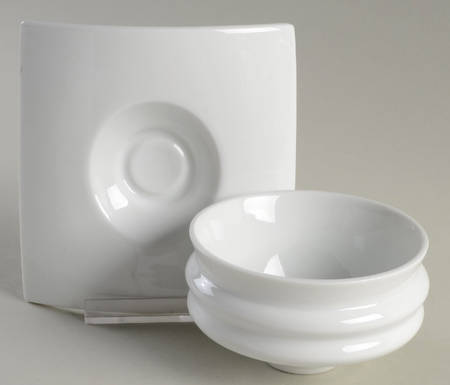 Luna White Flat Cup & Saucer Set