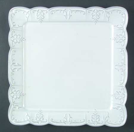 Fleur White 13" Square Serving Platter