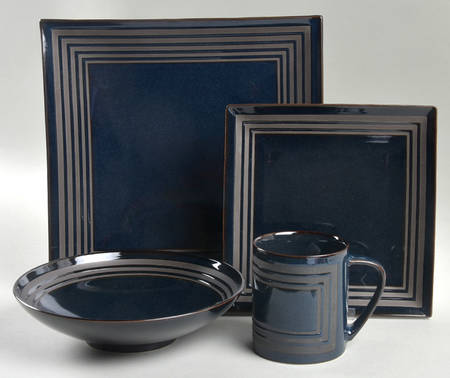 Parallels Iris (Dark Blue) 4 Piece Place Setting