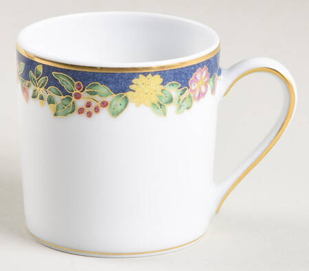 Fiorini (Gold Outlined Flowers) Flat Demitasse Cup