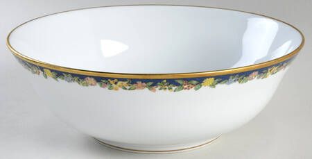 Fiorini (Gold Outlined Flowers) 10" Large Salad Serving Bowl
