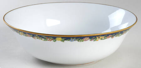 Fiorini (Gold Outlined Flowers) 9" Round Vegetable Bowl