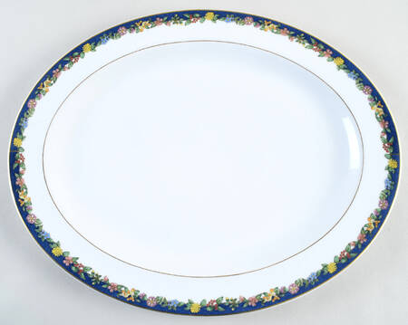 Fiorini (Gold Outlined Flowers) 15" Oval Serving Platter