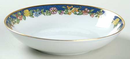 Fiorini (Gold Outlined Flowers) Fruit/Dessert (Sauce) Bowl