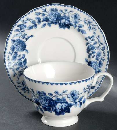 Blue Ridge Rose Footed Cup & Saucer Set