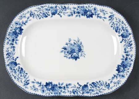 Blue Ridge Rose 13" Oval Serving Platter