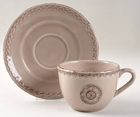 Lisbon Taupe Flat Cup & Saucer Set
