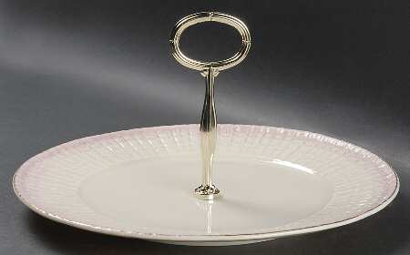 Limpet Pink (Gold Trim) Round Serving Plate with Handle (DP)