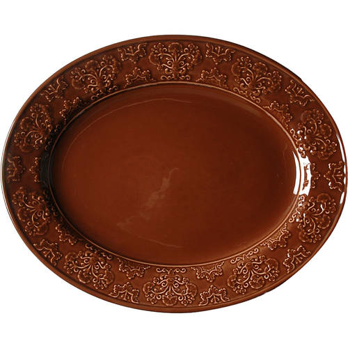 Phoebe Chocolate 15" Oval Serving Platter