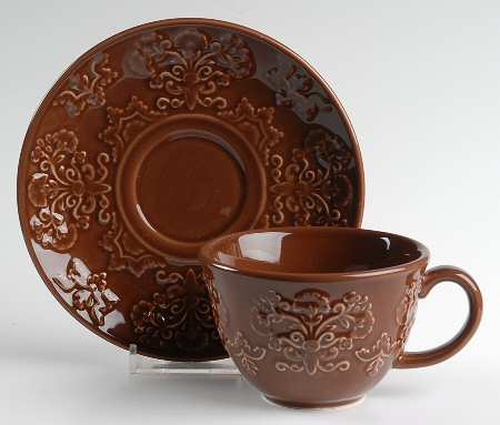 Phoebe Chocolate Flat Cup & Saucer Set