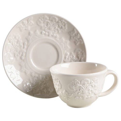 Phoebe Cream Flat Cup & Saucer Set