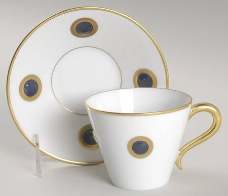 Ithaque Gold Flat Cup & Saucer Set by Bernardaud