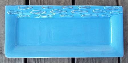 Fish School Collection Blue 14" Rectangular Serving Platter