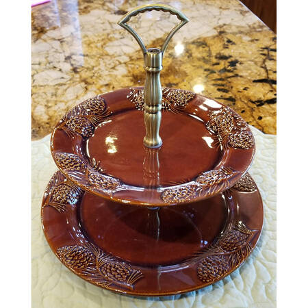 Fusion Pinecone 2 Tiered Serving Tray (Dinner & Salad Plate)