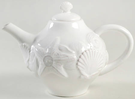 Seahorse and Seashell Menagerie White Teapot & Lid