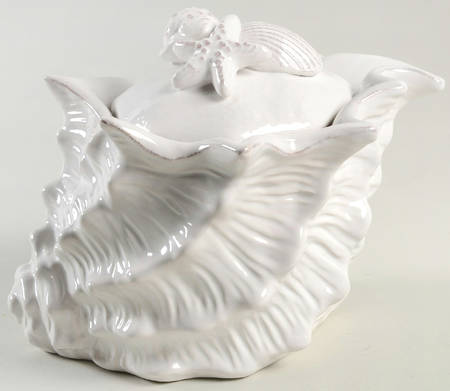 Seahorse and Seashell Menagerie White 5" Storage Jar & Lid