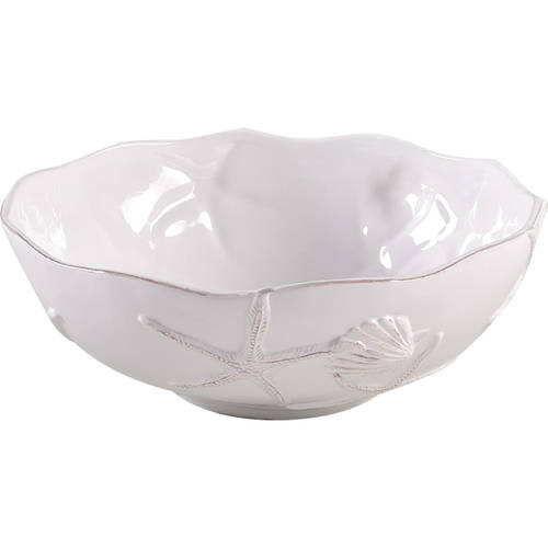 Seahorse and Seashell Menagerie White 11" Round Serving Bowl