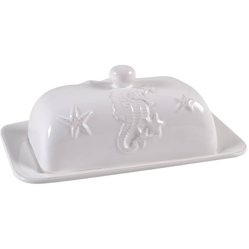 Seahorse and Seashell Menagerie White 1/4 Lb Covered Butter