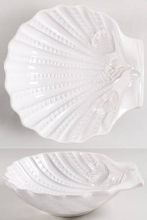 Seahorse and Seashell Menagerie White 9" Figural Serving Bowl