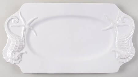 Seahorse and Seashell Menagerie White 16'' Rectangular Tray