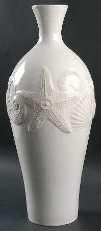Seahorse and Seashell Menagerie White 17" Vase