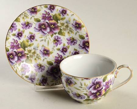Pansy Chintz Flat Cup & Saucer Set