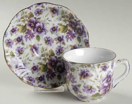 Pansy Chintz Flat Cup & Saucer Set