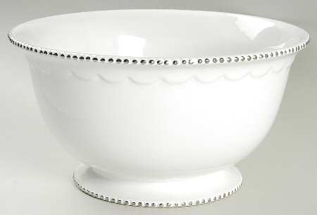Antique Beads White 10" Round Vegetable Bowl