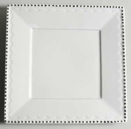 Antique Beads White Square Salad Plate