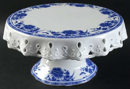 Blue Rose 9" Diameter Pedestal Cake Stand