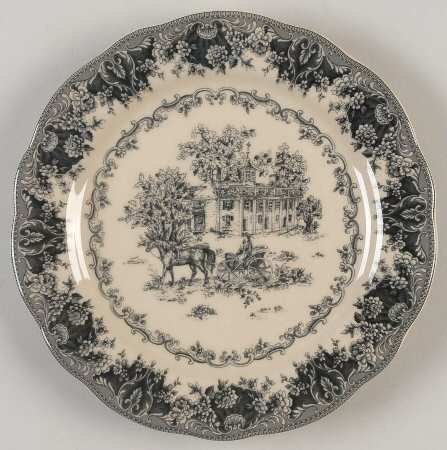 Black Toile Salad Plate