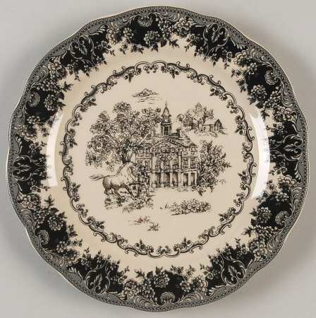 Black Toile Salad Plate