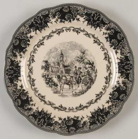 Black Toile Salad Plate
