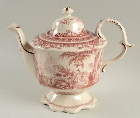 Red Toile Teapot & Lid