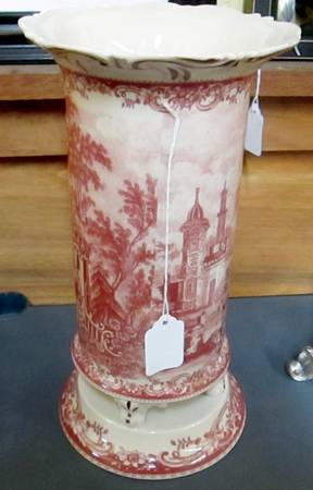 Red Toile 11" Vase