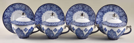 Grace Flat Cup & Saucer with Lid - Set of 4 Boxed
